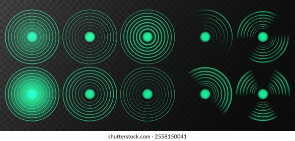 Green Sensor Wave Effect: Bright Radar and Sonar Signals for Wireless Technology on Transparent Background