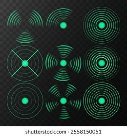 Green Sensor Wave Effect: Bright Radar and Sonar Signals for Wireless Technology on Transparent Background