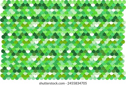 Green sequins background. Scales texture. Vector illustration