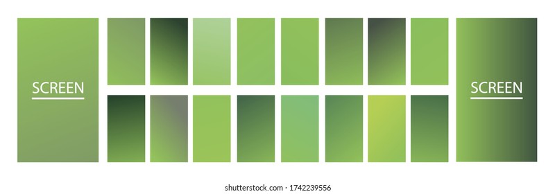 Green Set of covers design templates with vibrant gradient background. Modern trendy poster with geometric shapes