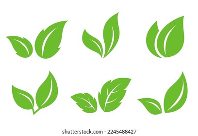 green set of leaves silhouettes