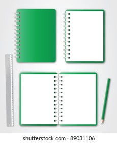 Green set notebook vector