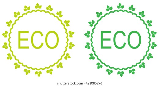 Green set of organic labels. 