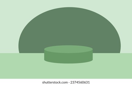 Green set of Simple display podium pedestals, empty space background. Abstract modern vector rendering shape for product display presentation. Pastel minimal wall scene, Studio room.