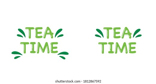 Green set of  tea isolated on white background. For the logo, label and packaging of tea. Traditional drink. vector illustration.