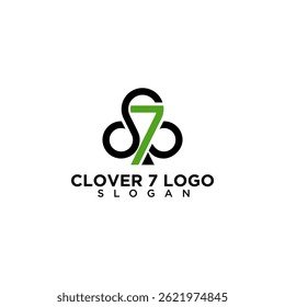 Green seven inside black clover.