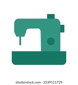 Green sewing machine. Vector simple color flat illustration.