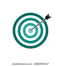 Green shade bullseye dart target icon. Dart target goal marketing sign. Arrow dart logo vector. Winner dart sign.