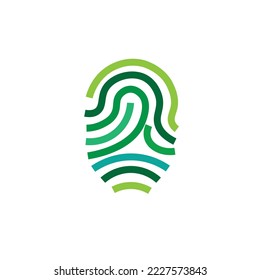 A green shade  finger print - concept of privacy - Forensic  illustration - vector , icon 