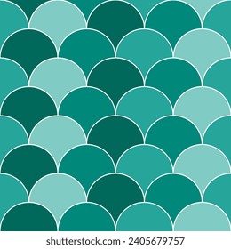 Green shade fish scales pattern. fish scales pattern. fish scales seamless pattern. Decorative elements, clothing, paper wrapping, bathroom tiles, wall tiles, backdrop, background.