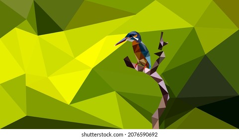 Green shade low poly geometric background