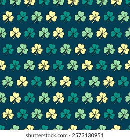 Green Shade Lush Shamrock Whispers Leaf Pattern. Ideal for Patrick Day projects, thematic decorations, or any fabric, a perfect homage to the spirit of good fortune and Irish folklore.