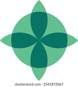 Green Shaded logo leaf and geometric form 