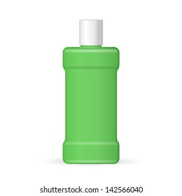 Green Shampoo Plastic Bottle On White Background Isolated. Ready For Your Design. Product Packing Vector EPS10 