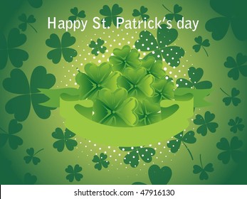 green shamrock background with dotted patrick day banner