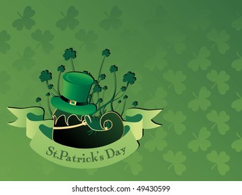 green shamrock background with patrick day banner