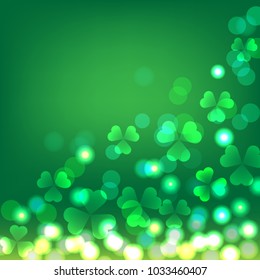 Green shamrock bokeh background for St Patrick's Day celebration
