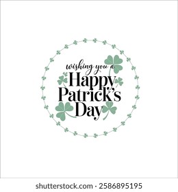 Green Shamrock Circle Logo for St. Patricks Day Festivities
Elegant St. Patricks Day Frame with Hand Lettered Text