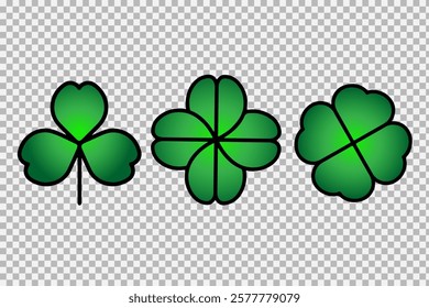 Green Shamrock clover icon.St Patrick day symbol, leprechaun leaf sign. Logo illustration. Shamrock clover flat decorative element. 