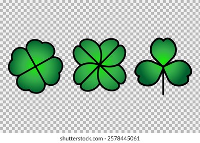 Green Shamrock clover icon.St Patrick day symbol, leprechaun leaf sign. Logo illustration. Shamrock clover flat decorative element. 