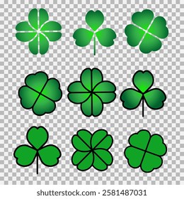 Green Shamrock clover icon.St Patrick day symbol, leprechaun leaf sign. Logo illustration. Shamrock clover flat decorative element. 