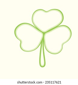 Green shamrock or clover leaf isolated on white background, Irish symbol of Patrick day celebration