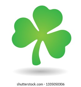 Green shamrock clover vector icon. St Patrick day symbol, leprechaun leaf sign. Shamrock clover isolated, flat decorative element. Logo illustration.