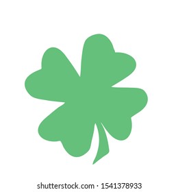  Green Shamrock clover vector icon. St Patrick day symbol, leprechaun leaf sign. Shamrock clover isolated, flat decorative element. Logo illustration.