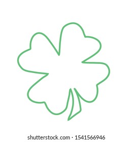  Green Shamrock clover vector icon. St Patrick day symbol, leprechaun leaf sign. Shamrock clover isolated, flat decorative element. Logo illustration.
