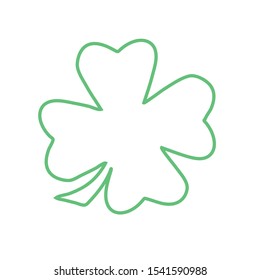  Green Shamrock clover vector icon. St Patrick day symbol, leprechaun leaf sign. Shamrock clover isolated, flat decorative element. Logo illustration.