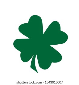  Green Shamrock clover vector icon. St Patrick day symbol, leprechaun leaf sign. Shamrock clover isolated, flat decorative element. Logo illustration.