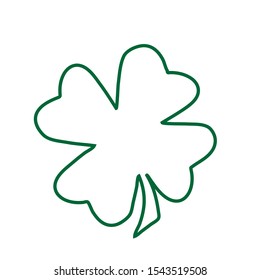  Green Shamrock clover vector icon. St Patrick day symbol, leprechaun leaf sign. Shamrock clover isolated, flat decorative element. Logo illustration.
