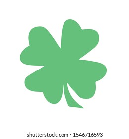 Green Shamrock clover vector icon. St Patrick day symbol, leprechaun leaf sign. Shamrock clover isolated, flat decorative element. Logo illustration.