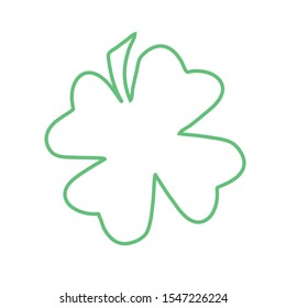 Green Shamrock clover vector icon. St Patrick day symbol, leprechaun leaf sign. Shamrock clover isolated, flat decorative element. Logo illustration.
