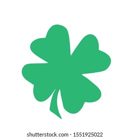 Green Shamrock clover vector icon. St Patrick day symbol, leprechaun leaf sign. Shamrock clover isolated, flat decorative element. Logo illustration.