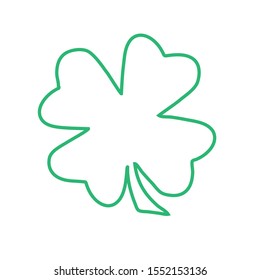 Green Shamrock clover vector icon. St Patrick day symbol, leprechaun leaf sign. Shamrock clover isolated, flat decorative element. Logo illustration.