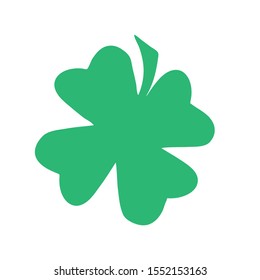 Green Shamrock clover vector icon. St Patrick day symbol, leprechaun leaf sign. Shamrock clover isolated, flat decorative element. Logo illustration.
