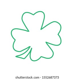Green Shamrock clover vector icon. St Patrick day symbol, leprechaun leaf sign. Shamrock clover isolated, flat decorative element. Logo illustration.