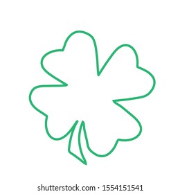 Green Shamrock clover vector icon. St Patrick day symbol, leprechaun leaf sign. Shamrock clover isolated, flat decorative element. Logo illustration.