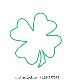 Green Shamrock clover vector icon. St Patrick day symbol, leprechaun leaf sign. Shamrock clover isolated, flat decorative element. Logo illustration.