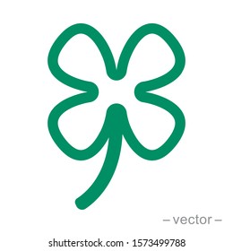 Green shamrock clover vector icon. Shamrock clover isolated, flat decorative element. Logo illustration.