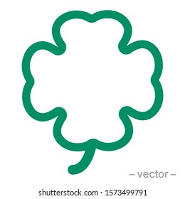 Green shamrock clover vector icon. Shamrock clover isolated, flat decorative element. Logo illustration.