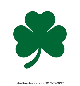 Green shamrock clover vector icon on white background. Shamrock, great design for any purposes. Vector graphic.