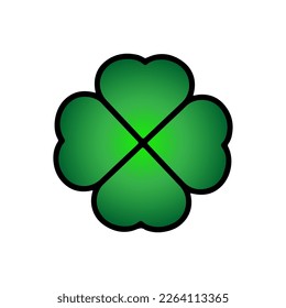 Green Shamrock clover vector icon. St Patrick day symbol, leprechaun leaf sign. Shamrock clover isolated, flat decorative element. Logo illustration.