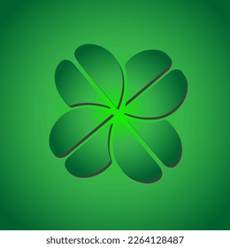Green Shamrock clover vector icon. St Patrick day symbol, leprechaun leaf sign. Shamrock clover isolated, flat decorative element.