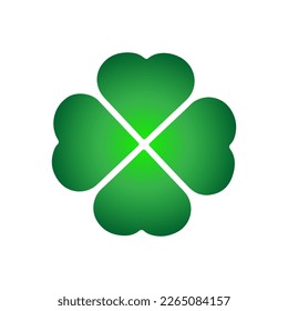 Green Shamrock clover vector icon. St Patrick day symbol, leprechaun leaf sign. Shamrock clover isolated, flat decorative element. Logo illustration.