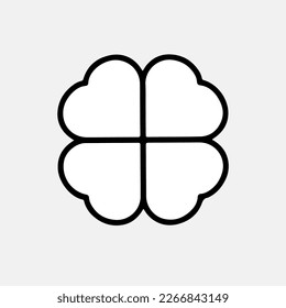 Green Shamrock clover vector icon. St Patrick day symbol, leprechaun leaf sign. Shamrock clover isolated, flat decorative element. Logo illustration.