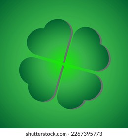 Green Shamrock clover vector icon. St Patrick day symbol, leprechaun leaf sign. Shamrock clover isolated, flat decorative element. Logo illustration.