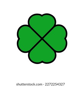 Green Shamrock clover vector icon. St Patrick day symbol, leprechaun leaf sign. Shamrock clover isolated, flat decorative element. Logo illustration.