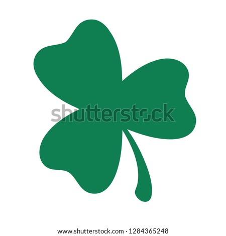 Green shamrock clover vector icon. St Patrick day symbol, leprechaun leaf sign. Shamrock clover isolated, flat decorative element. Logo illustration.
